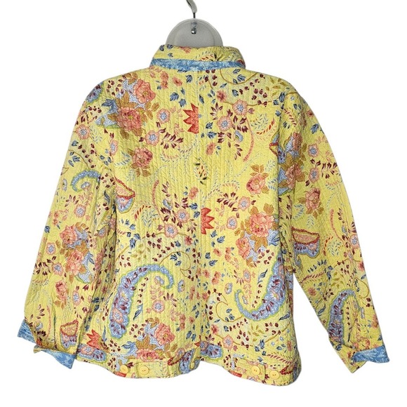 Provence D'amour Quilted Yellow Blue Floral Reversible Kimono Jacket Plus Sz 1X - Picture 4 of 14